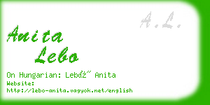 anita lebo business card